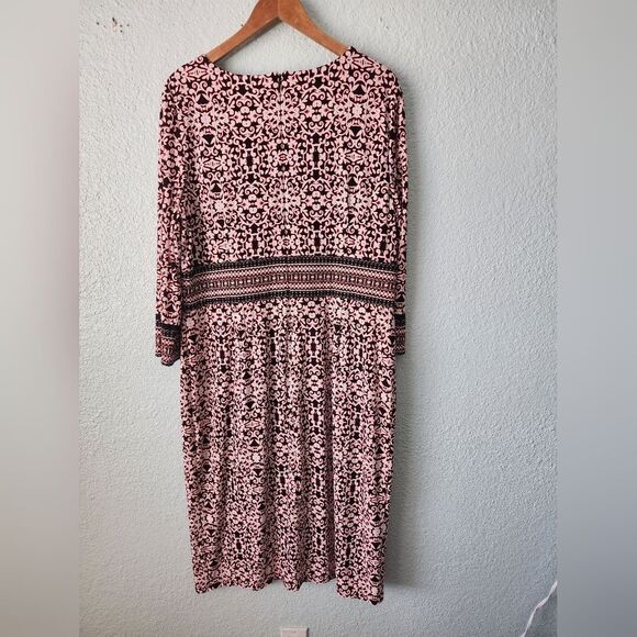 Liz Claiborne Pink Black Sheath Dress 3/4 Sleeve - Picture 3 of 12